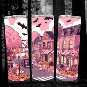 Custom Made Pink Halloween Themed 20 Oz Tumbler